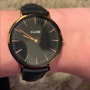 Cluse leather watch with two bands
